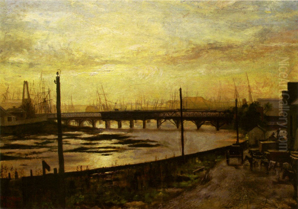 Falls Bridge, Melbourne Oil Painting by Frederick McCubbin