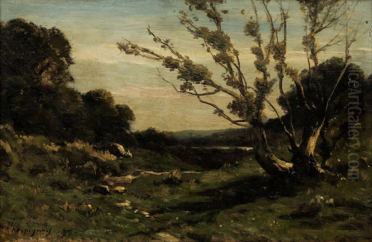 Morning in the Nievre Oil Painting by Henri Harpignies