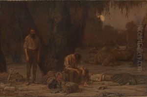 Arrival of Burke, Wills and King at the deserted camp at Cooper's Creek, Sunday evening, 21st April 1861