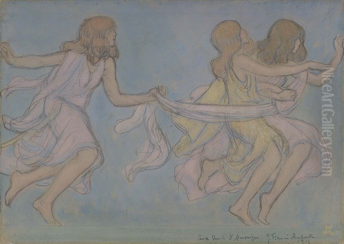 Children at Play Oil Painting by Jean Francis Auburtin