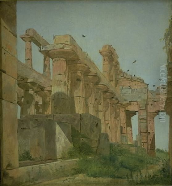 The Temple of Hera at Paestum, Italy Oil Painting by Jorgen Roed