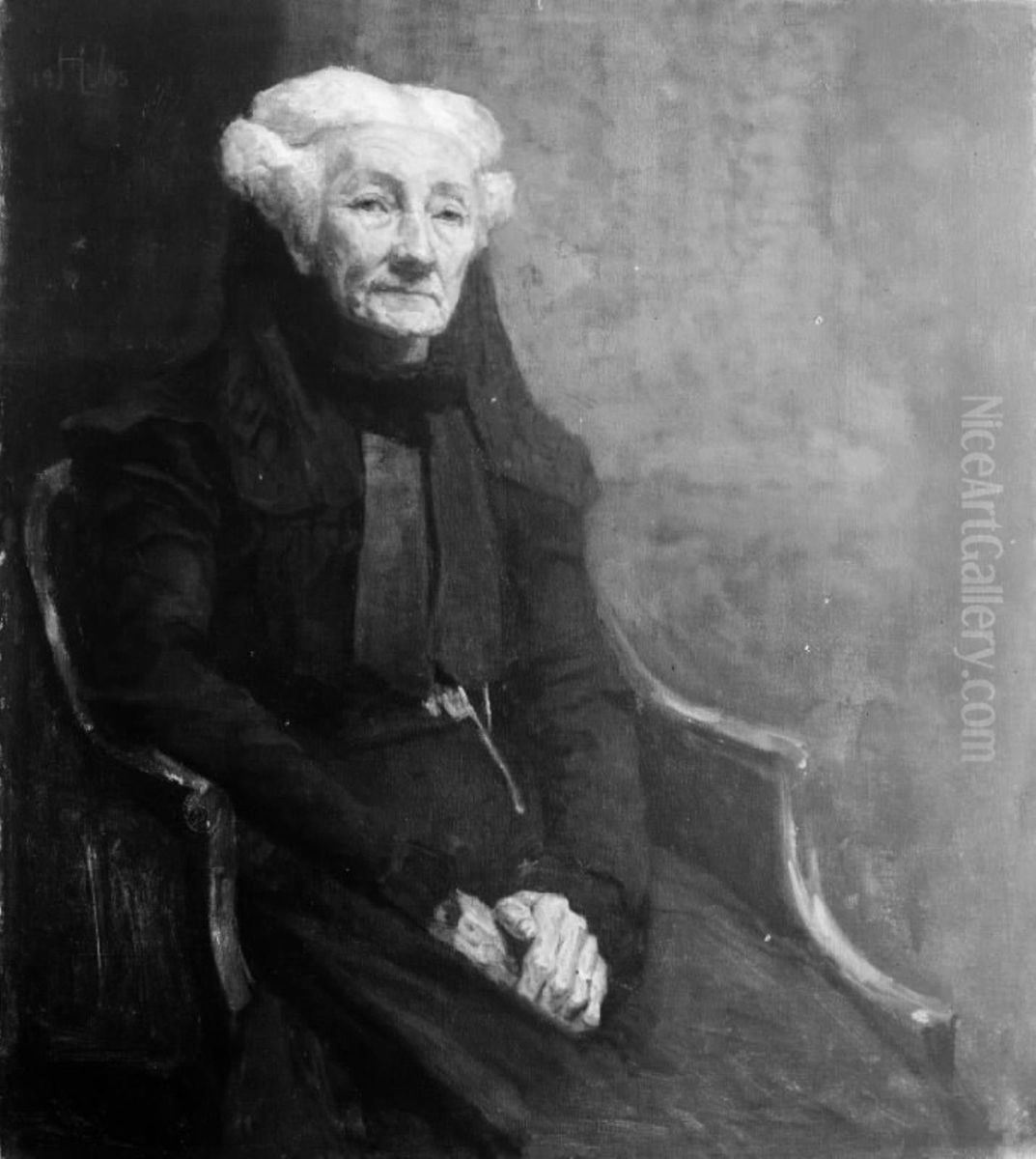Dameportraet. Froken Schmiegelow Oil Painting by Herman Vedel
