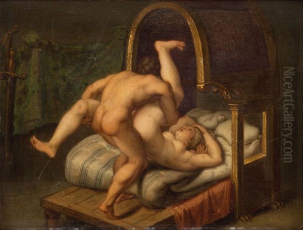 Nuditet med mand og kvinde Oil Painting by Agostino Carracci