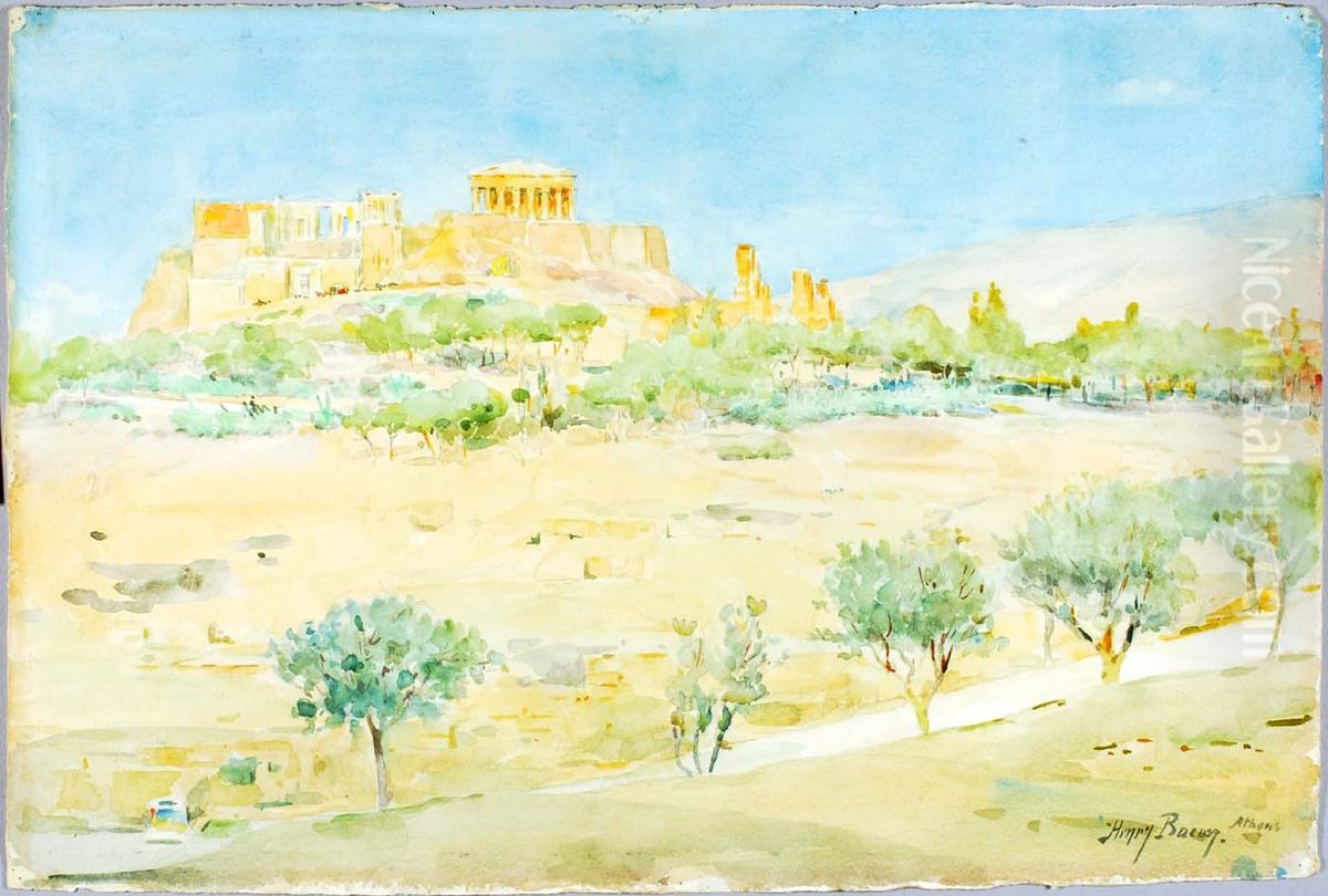 General View of the Acropolis at Sunset Oil Painting by Henry Bacon