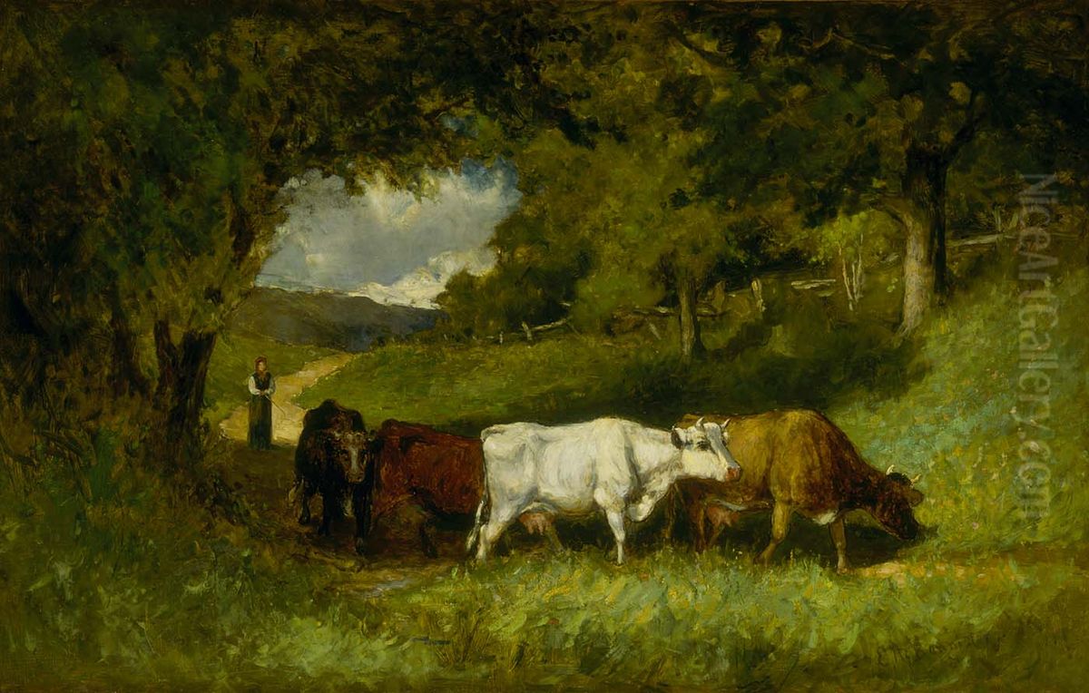 Driving Home the Cows Oil Painting by Edward Mitchell Bannister
