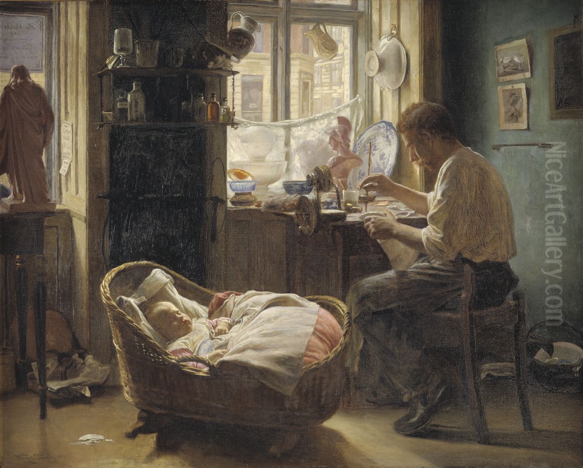 At the China Repairer's Oil Painting by Wenzel Tornoe