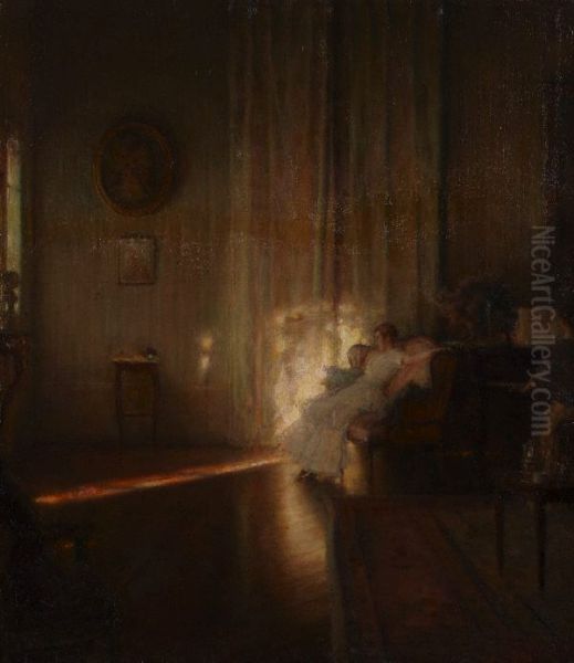 En ecoutant Mozart Oil Painting by Jules-Alexis Muenier