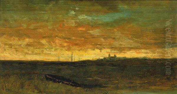 Sunset Scene Oil Painting by Edward Mitchell Bannister