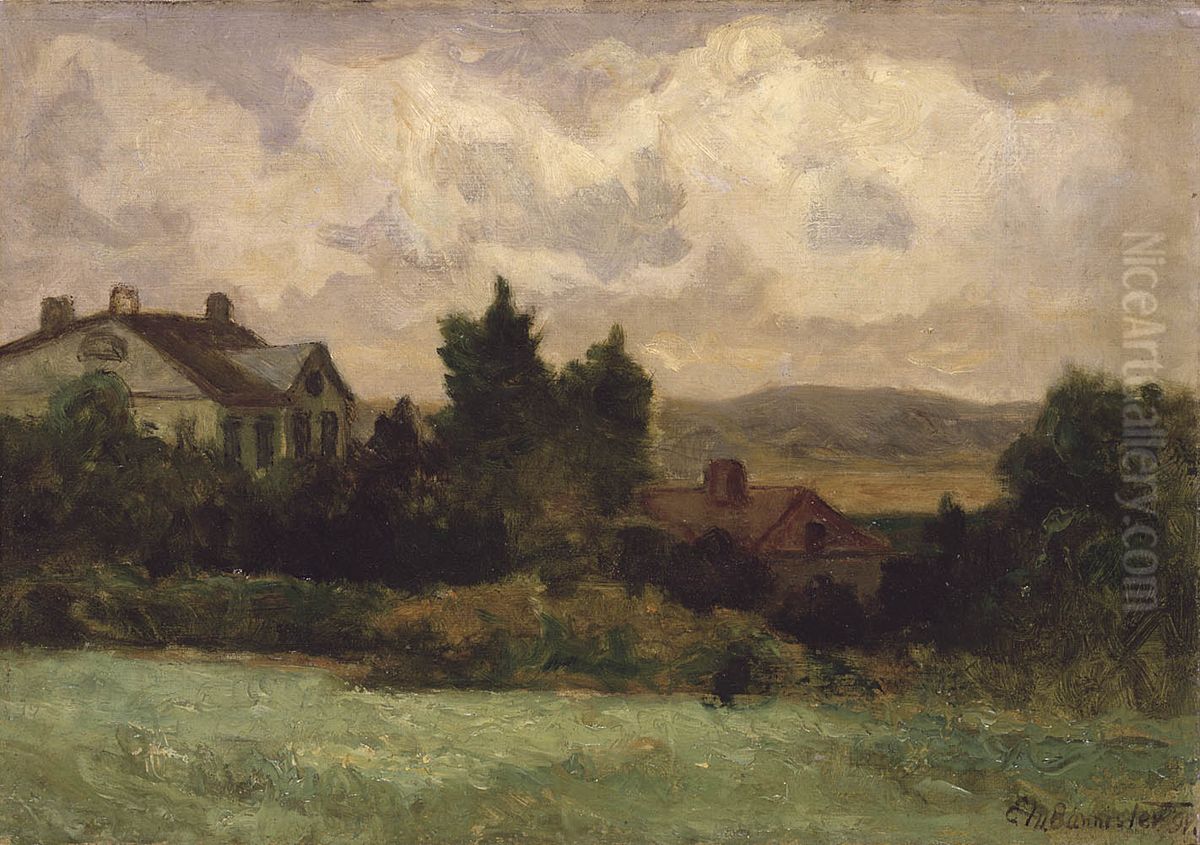 Untitled (houses and trees) Oil Painting by Edward Mitchell Bannister