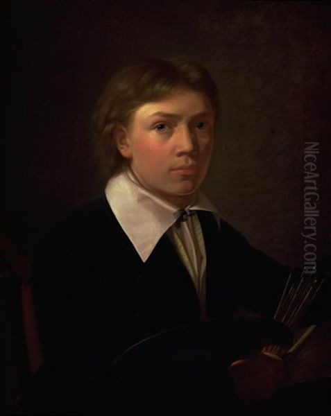 Selvportraet Oil Painting by Constantin Hansen