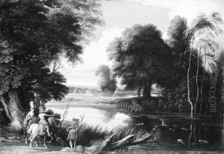 Landscape with Hunters Oil Painting by Jacques Fouquier