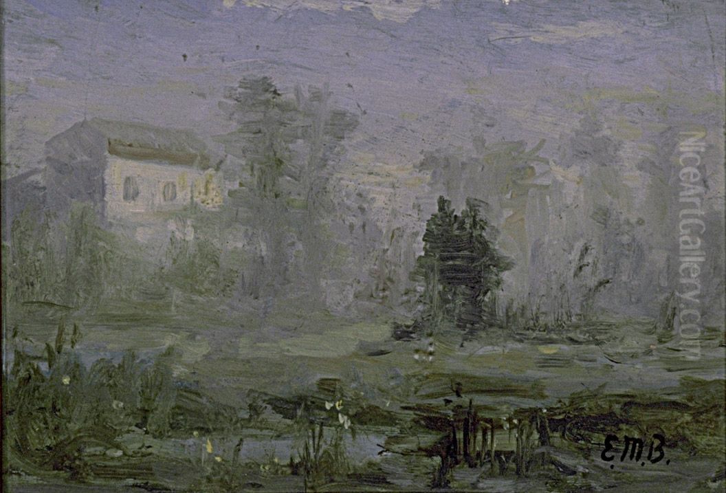 Untitled (landscape with house in background) Oil Painting by Edward Mitchell Bannister