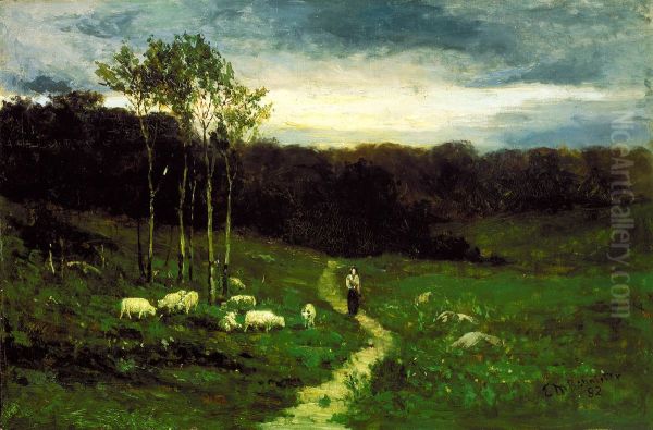 Woman Walking down Path Oil Painting by Edward Mitchell Bannister