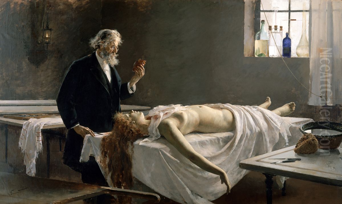 Anatomy of the heart; And she had a heart!; Autopsy Oil Painting by Enrique Simonet