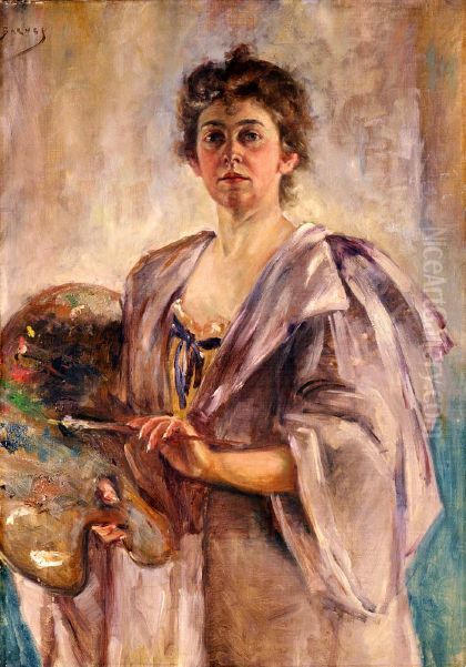 Self Portrait in Painting Robe Oil Painting by Alice Pike Barney