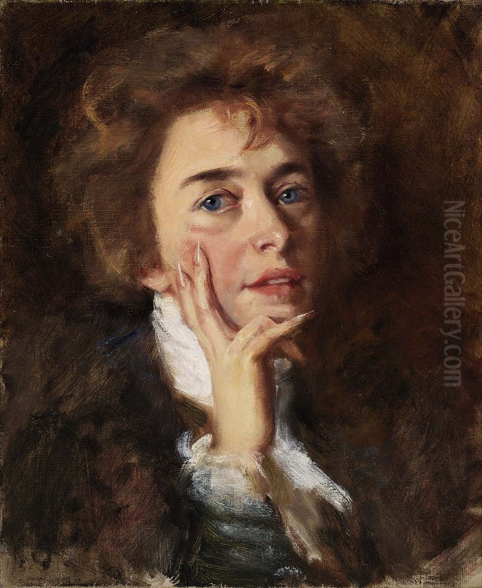 Self-Portrait with Jabot Oil Painting by Alice Pike Barney