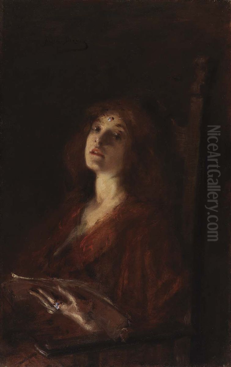 A Song Oil Painting by Alice Pike Barney