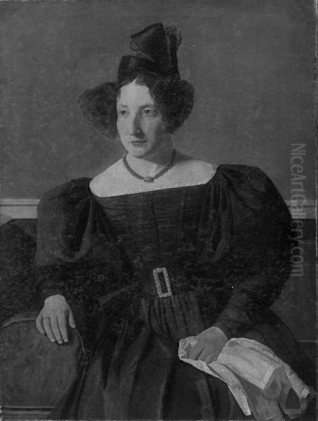 Portrait of Henriette Petersen, nee Philipsen, Mrs Michael Christian Petersen Oil Painting by Christen Kobke