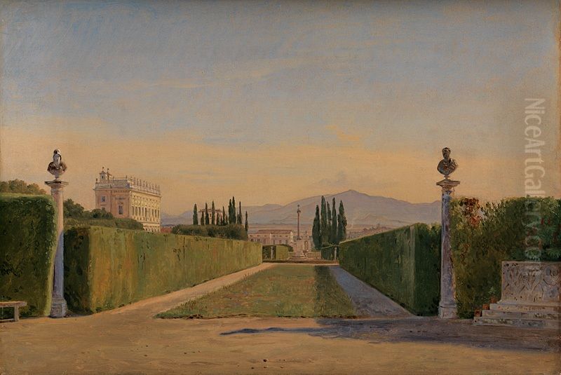 In the Gardens of the Villa Albani, Rome. Oil Painting by Constantin Hansen