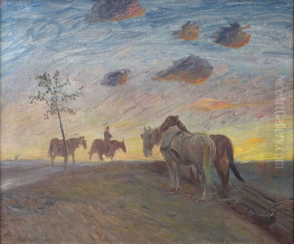 Aftenlandskab Oil Painting by Theodor Philipsen