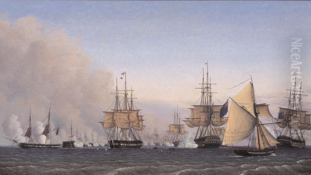 Slaget pa Rheden den 2. april 1801 Oil Painting by Emil Normann