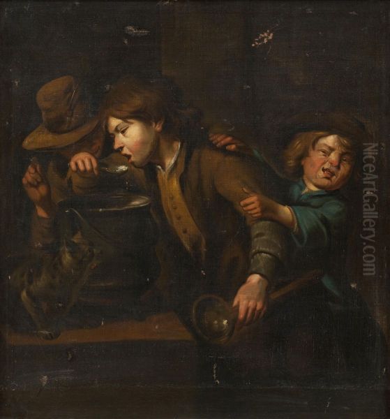 Drengene om vaellingen Oil Painting by Peter Cramer