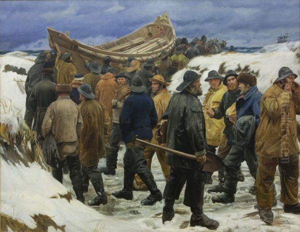 hamlw qarb alnjat byn alkthban Oil Painting by Michael Peter Ancher