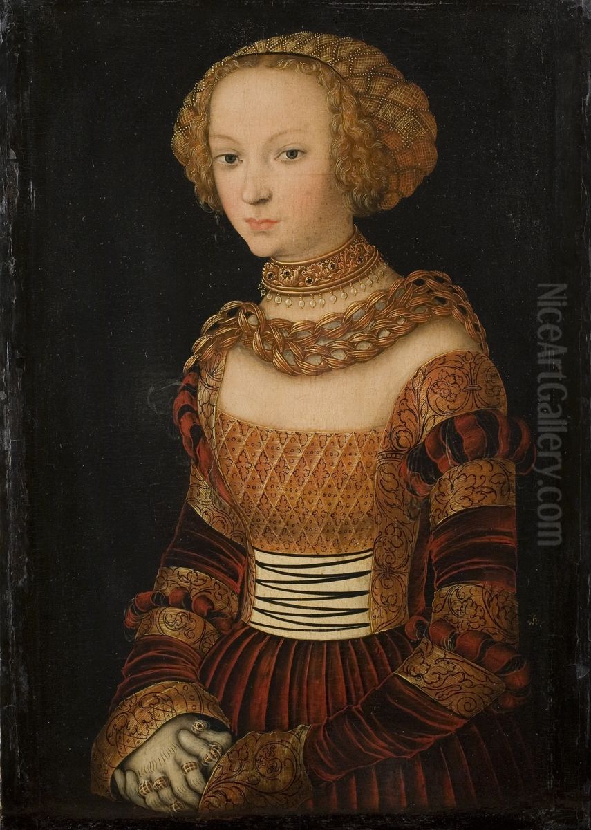 Portrait of a young woman. Princess Emilia of Saxony? Oil Painting by Lucas Cranach the Elder