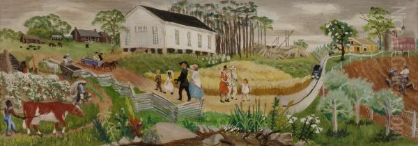 Rural Mississippi from Early Days to Present (study for mural) Oil Painting by Lucile Blanch