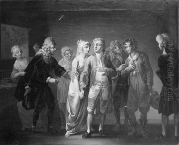 Det lykkelige Skibbrud, IV akt, 6. scene Oil Painting by Christian August Lorentzen
