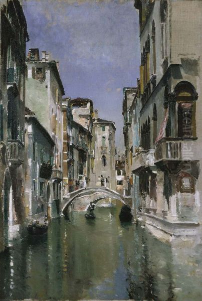 Canal in Venice, San Trovaso Quarter Oil Painting by Robert Frederick Blum