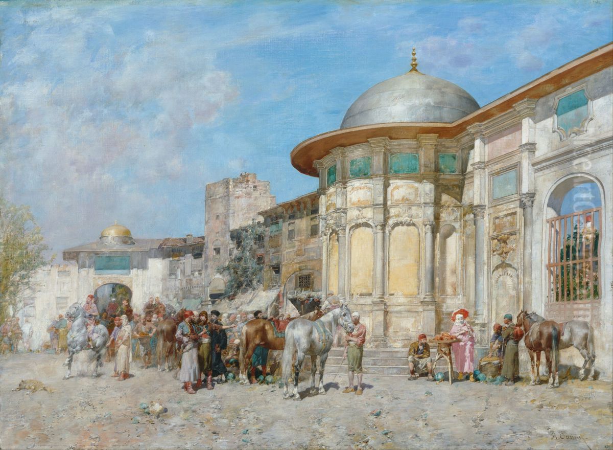 Horse market, Syria Oil Painting by Alberto Pasini