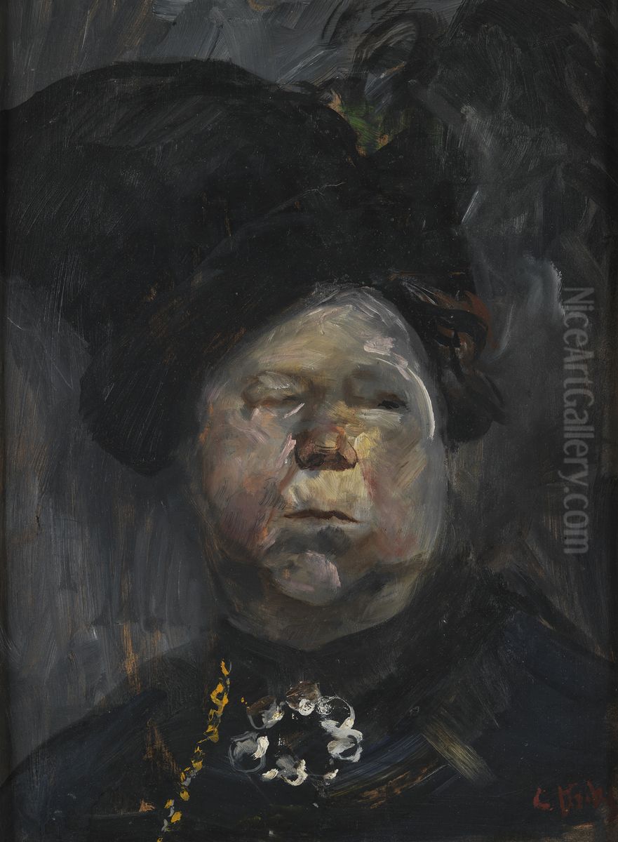 Mrs Blom Oil Painting by Christian Krohg