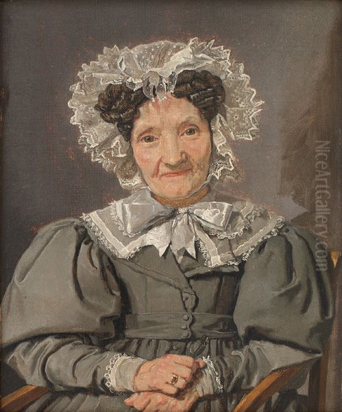 Portrait of Johanne Ployen, nee Bachmann Oil Painting by Christen Kobke