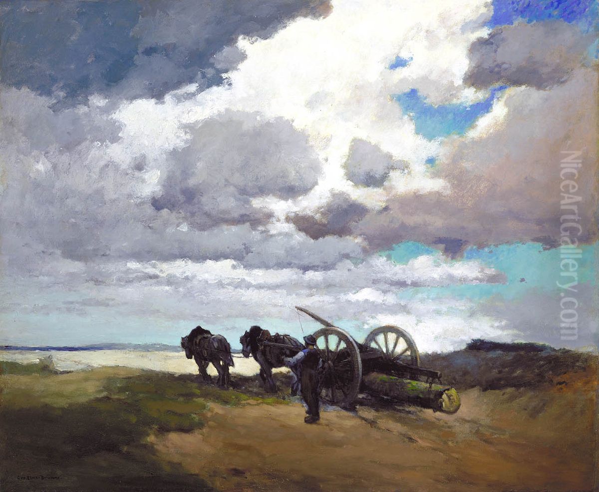 The Wain Team Oil Painting by George Elmer Browne