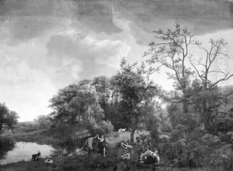 Landscape with Fauns and Nymphs Oil Painting by Cornelis Hendricksz. The Younger Vroom