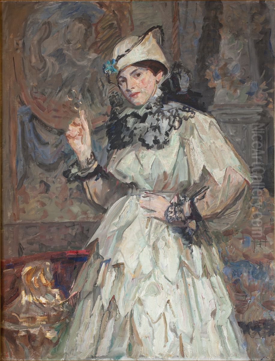 Kunstnerens datter i karnevalsdragt Oil Painting by Laurits Tuxen