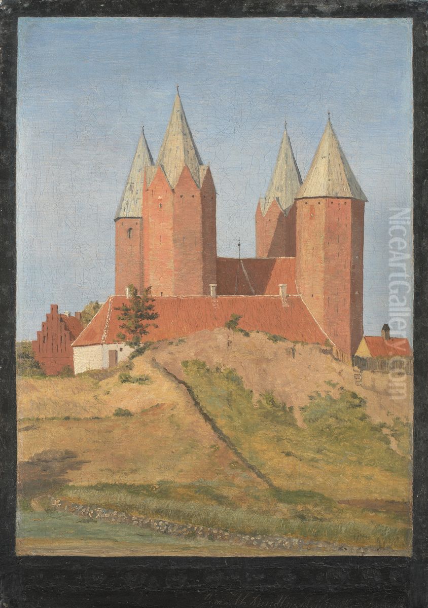 Kalundborg Kirke Oil Painting by Johan Lundbye