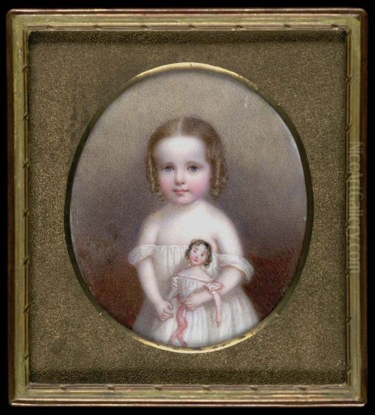 Little Girl with Doll Oil Painting by John Carlin