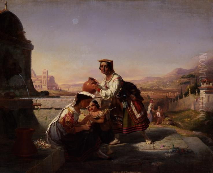 Italian Scene Oil Painting by William Tolman Carlton