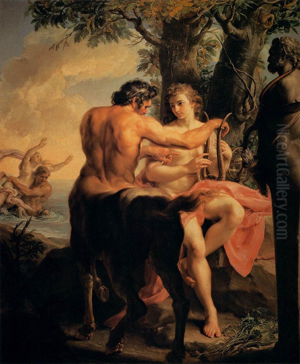 Achilles and the Centaur Chiron Oil Painting by Pompeo Batoni