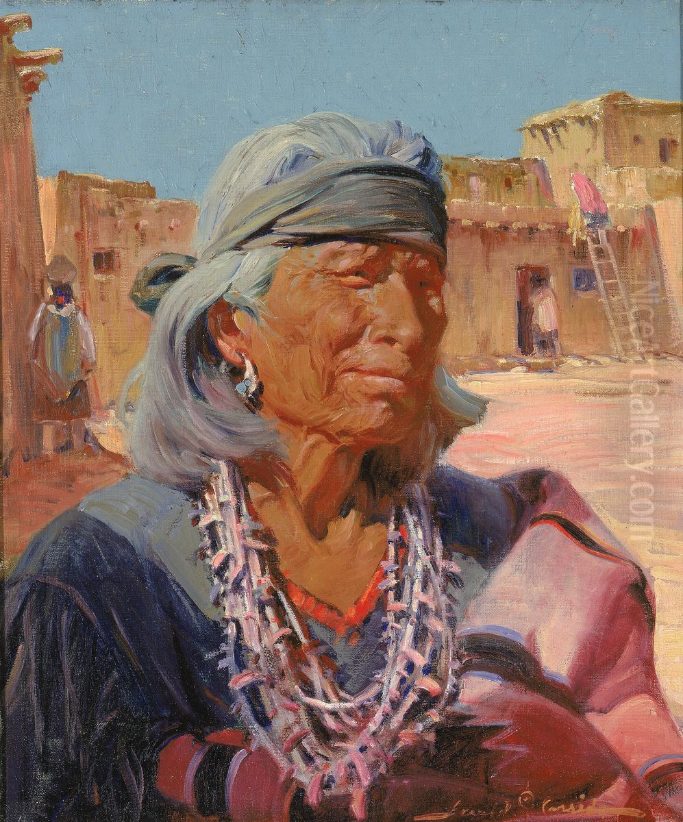 Old Man of Zuni, High Priest (Cacique) Oil Painting by Gerald Cassidy