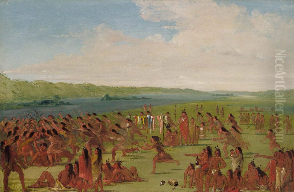 Ball-play of the Women, Prairie du Chien Oil Painting by George Catlin