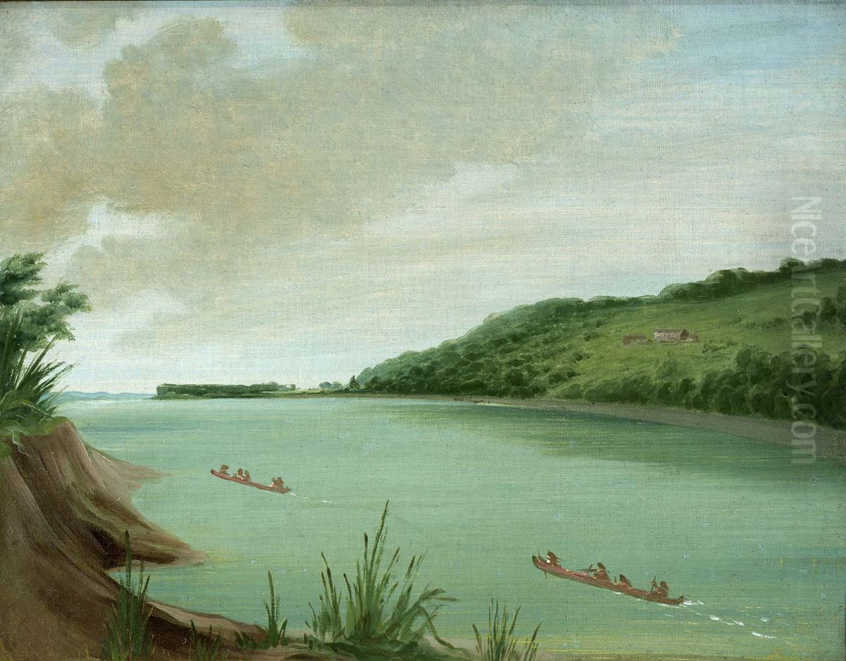 Belle Vue, Indian Agency of Major Dougherty, 870 Miles above St. Louis Oil Painting by George Catlin