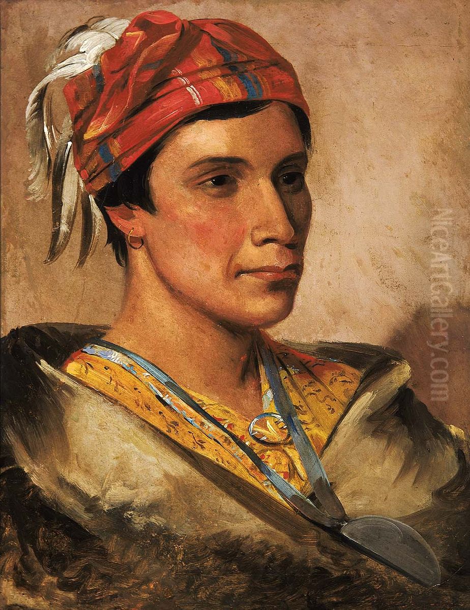 Bread, Chief of the Tribe Oil Painting by George Catlin