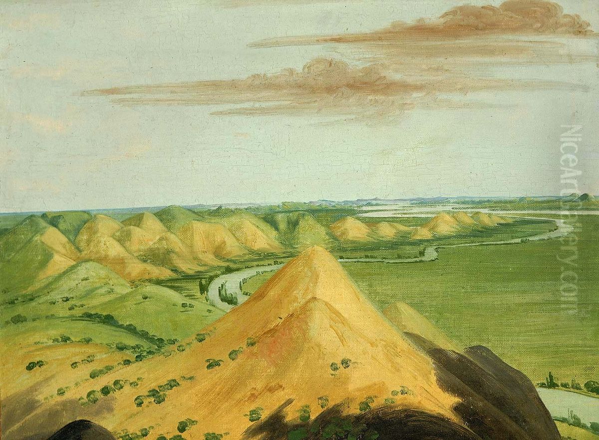 Clay Bluffs, Twenty Miles above the Mandans Oil Painting by George Catlin Clay Bluffs, Twenty Miles above the Mandans Oil Painting by George Catlin