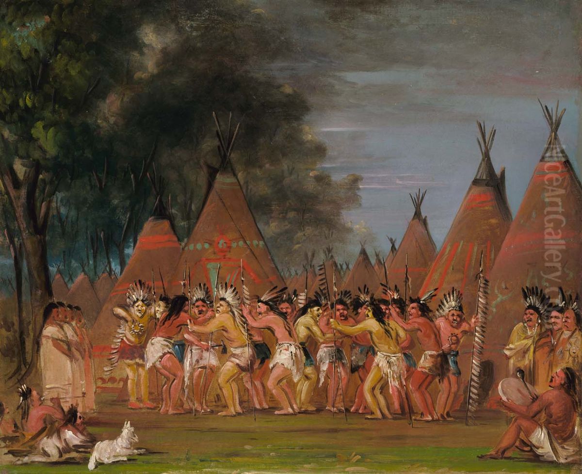 Dance of the Chiefs, Mouth of the Teton River Oil Painting by George Catlin Dance of the Chiefs, Mouth of the Teton River Oil Painting by George Catlin