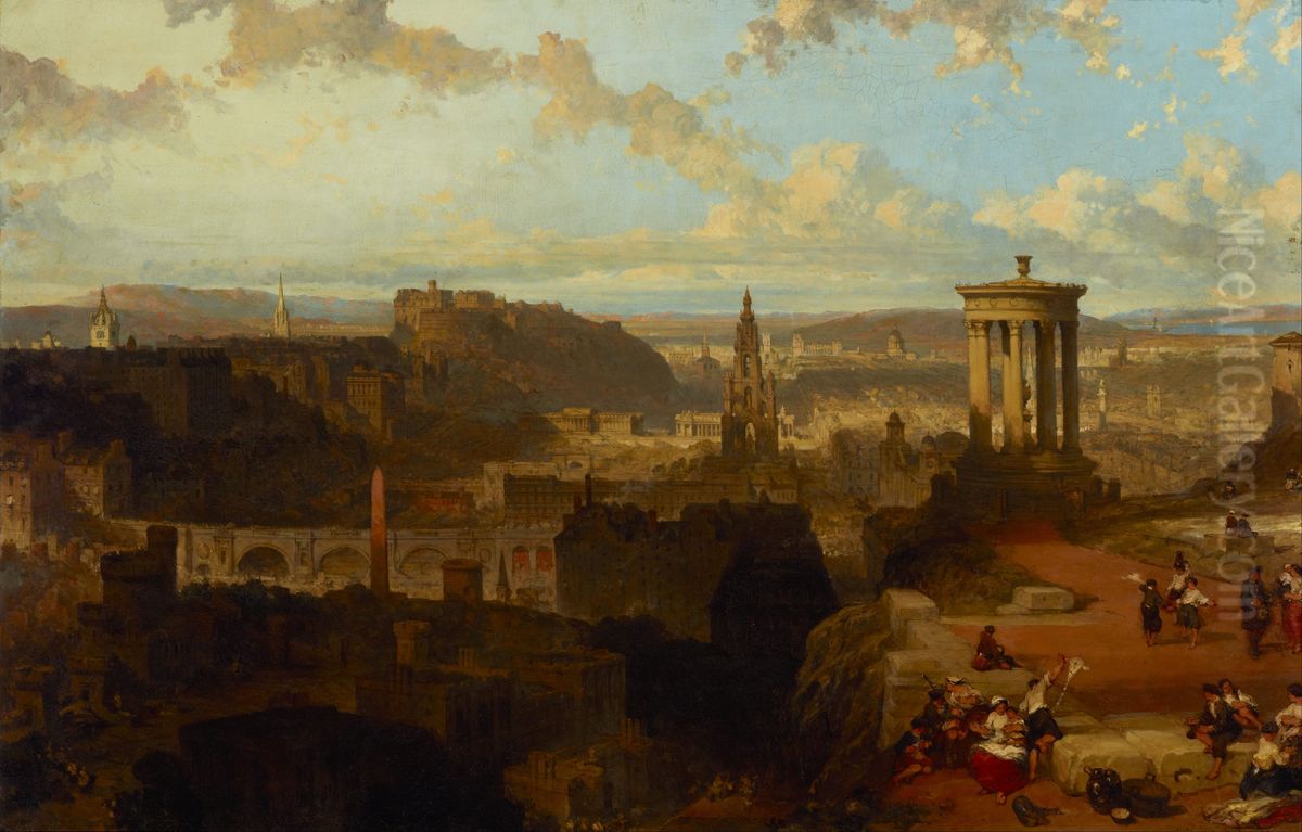 Edinburgh from the Calton Hill Oil Painting by David Roberts