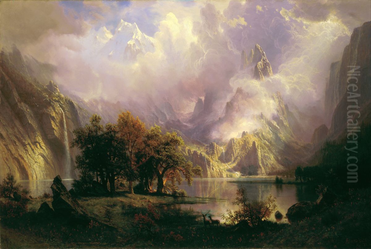 Rocky Mountain Landscape Oil Painting by Albert Bierstadt