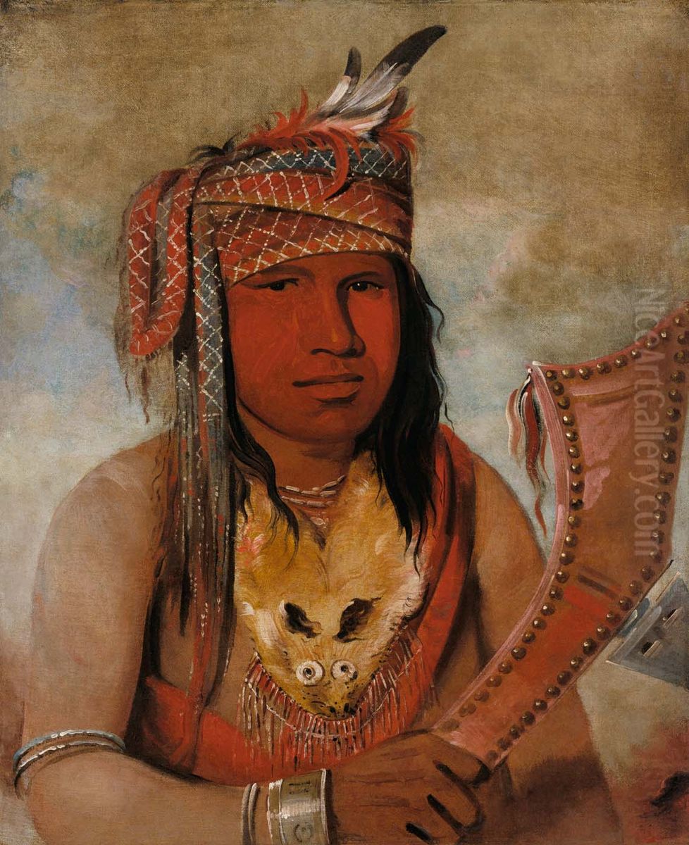 I-an-be-w'ah-dick, Male Caribou, a Brave Oil Painting by George Catlin I-an-be-w'ah-dick, Male Caribou, a Brave Oil Painting by George Catlin